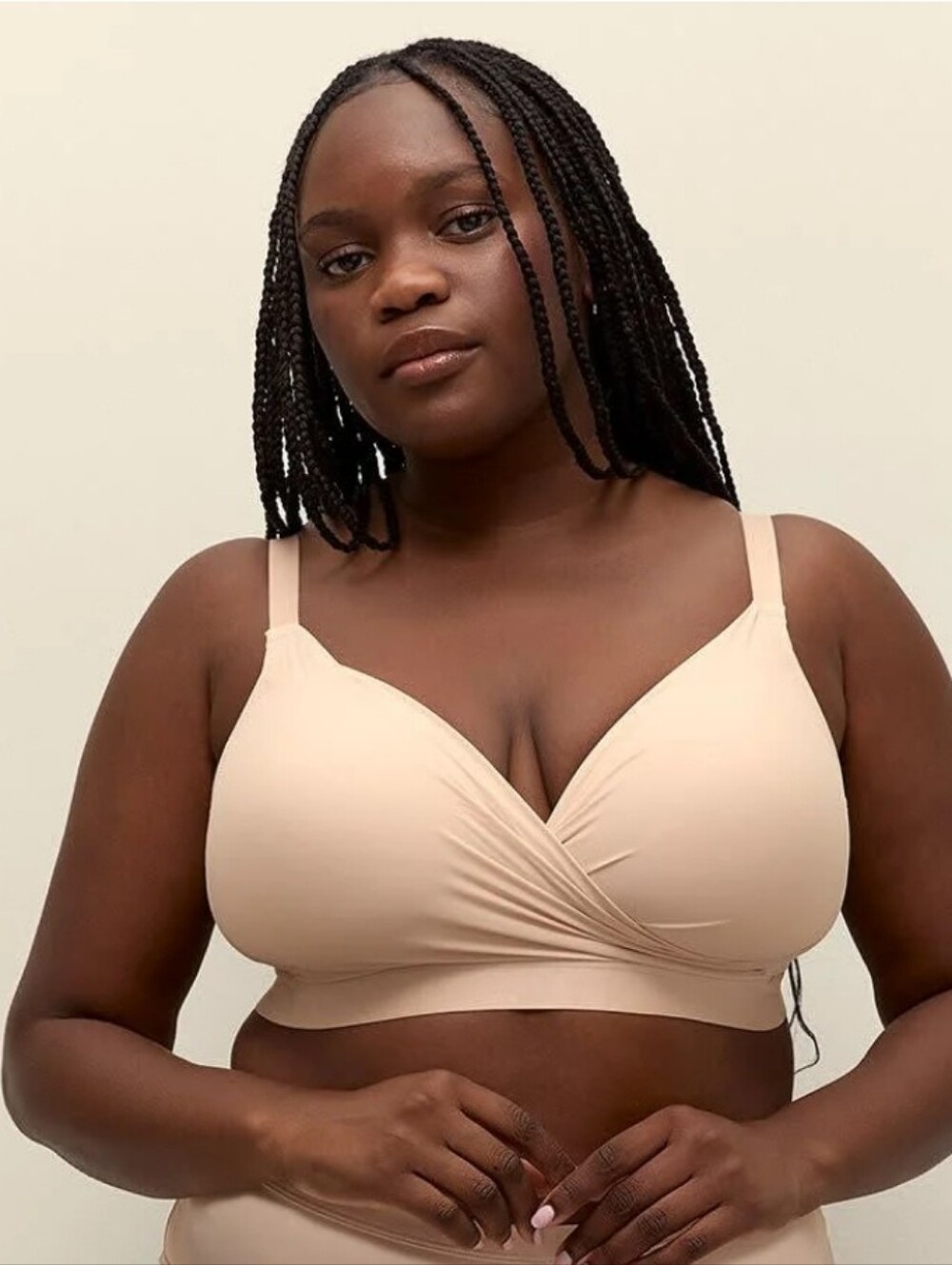 Deesse Wireless Lounge Bra Womens Size 42C Beige Neutral Plus Size Nude Stretch